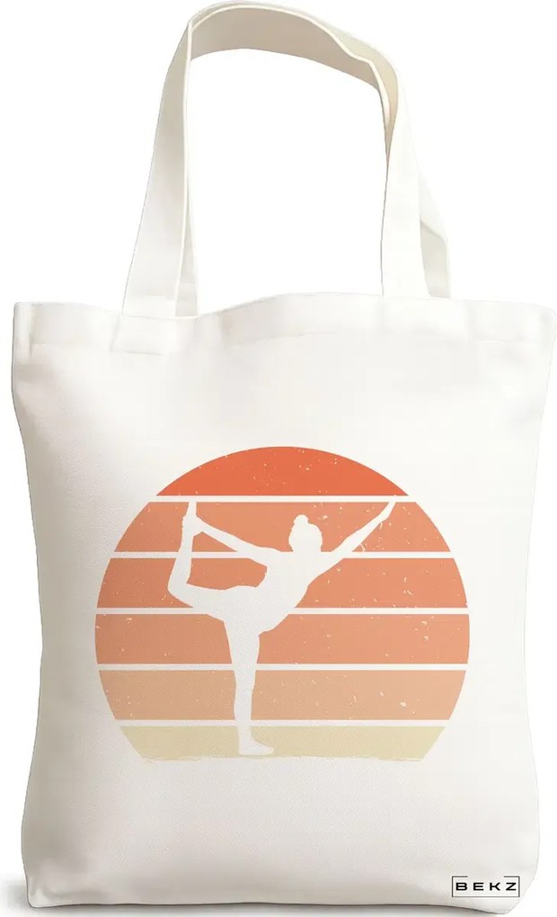 Sacosa de Panza pentru Cumparaturi, Geanta Tote Yoga 6, 38x34.5 cm, Alba, BEKZ®