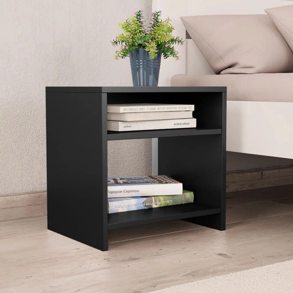 800011 vidaXL Noptieră, negru, 40x30x40 cm, lemn prelucrat