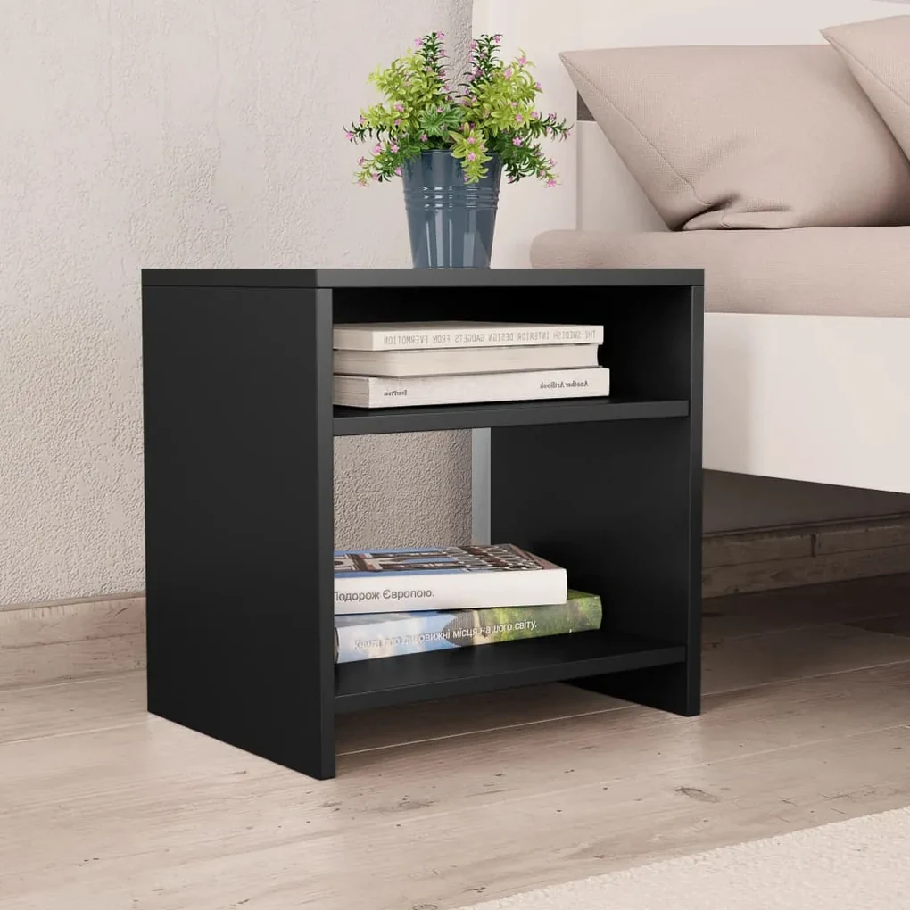 800011 vidaXL Noptieră, negru, 40x30x40 cm, lemn prelucrat