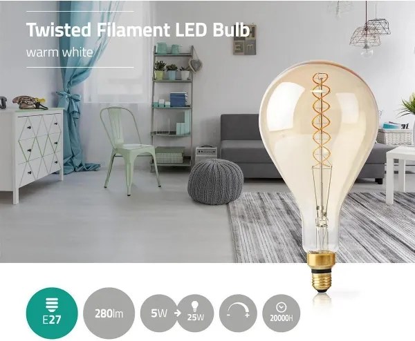 Nedis LEDBTFE27A160 - Bec LED dimabil FILAMENT A160 E27/5W/230V 2000K