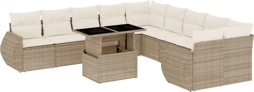 vidaXL Set canapele de grădină cu perne, 11 piese, bej, poliratan