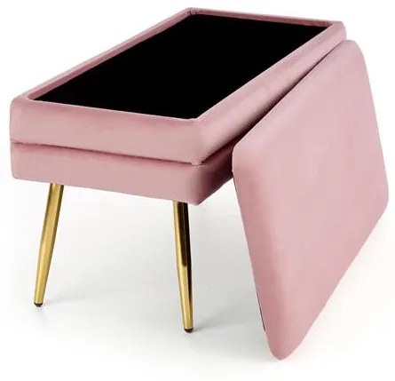 Banca dormitor Velva roz/gold - H37 cm