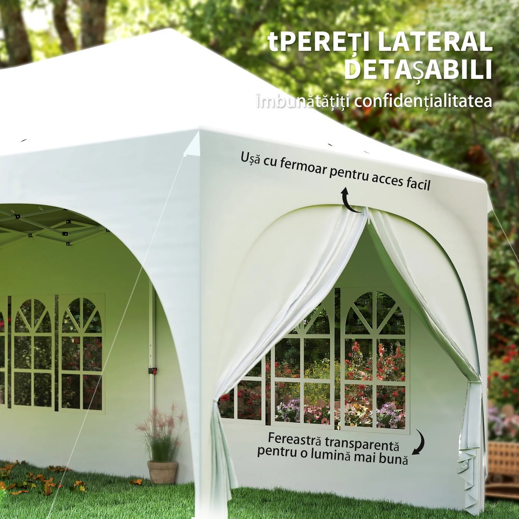Outsunny Gazebo pliabil 3x6 m, cu pereți detașabili, saci cu nisip, geantă de transport și protecție UV30+, gri deschis/alb | Aosom Romania