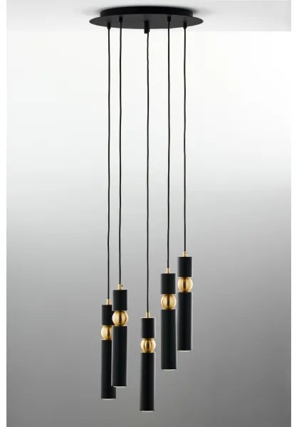 Lustră pe cablu Jupiter 2014 ALAS 5xGU10/10W/230V negru/auriu