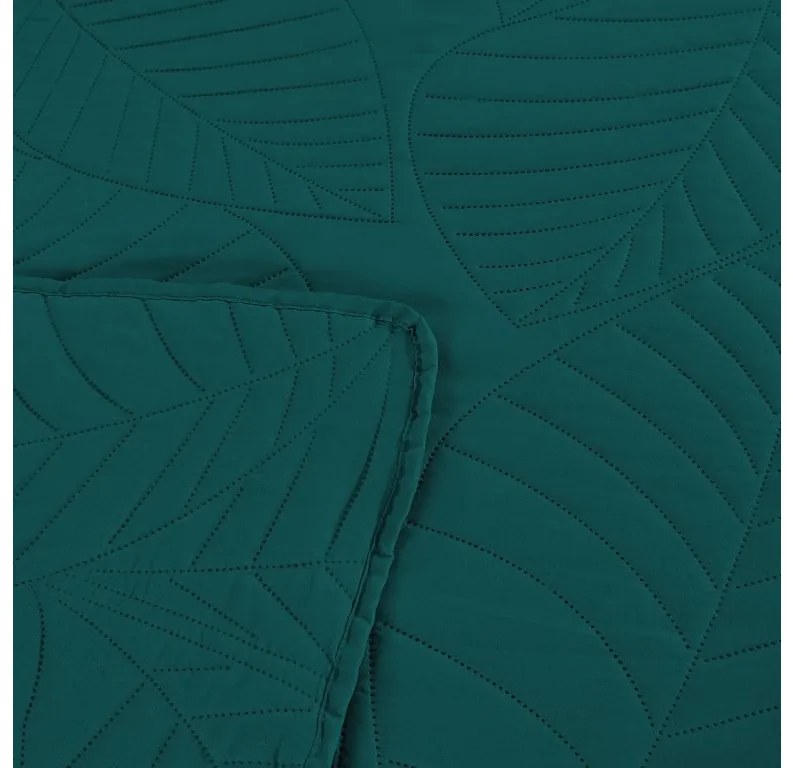Cuvertura de pat turcoaz cu model LEAVES Dimensiuni: 200 x 220 cm