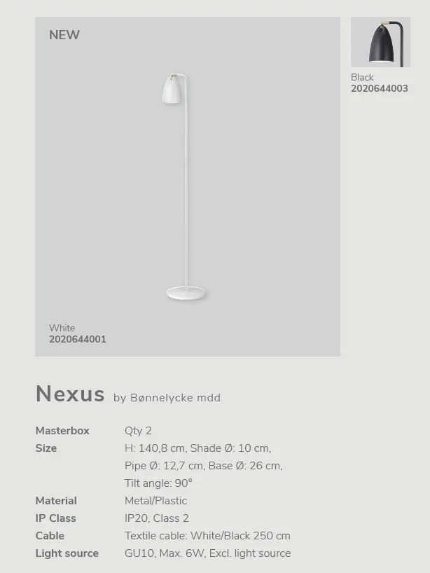 Lampadar modern design minimalist Nexus alb 2020644001 DFTP