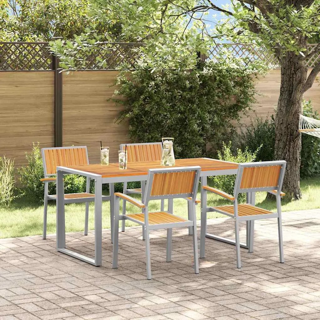 vidaXL Set de masă pentru grădină 5 pcs Gri și maro 160 x 80 x 75 cm
