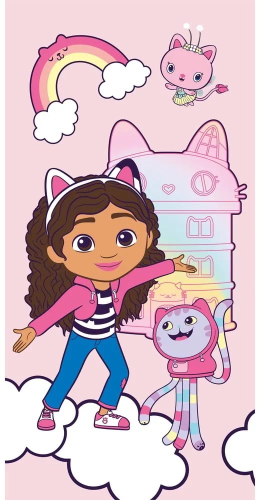 Prosop pentru copii roz din bumbac 70x140 cm Gabby´s Dollhouse – Jerry Fabrics