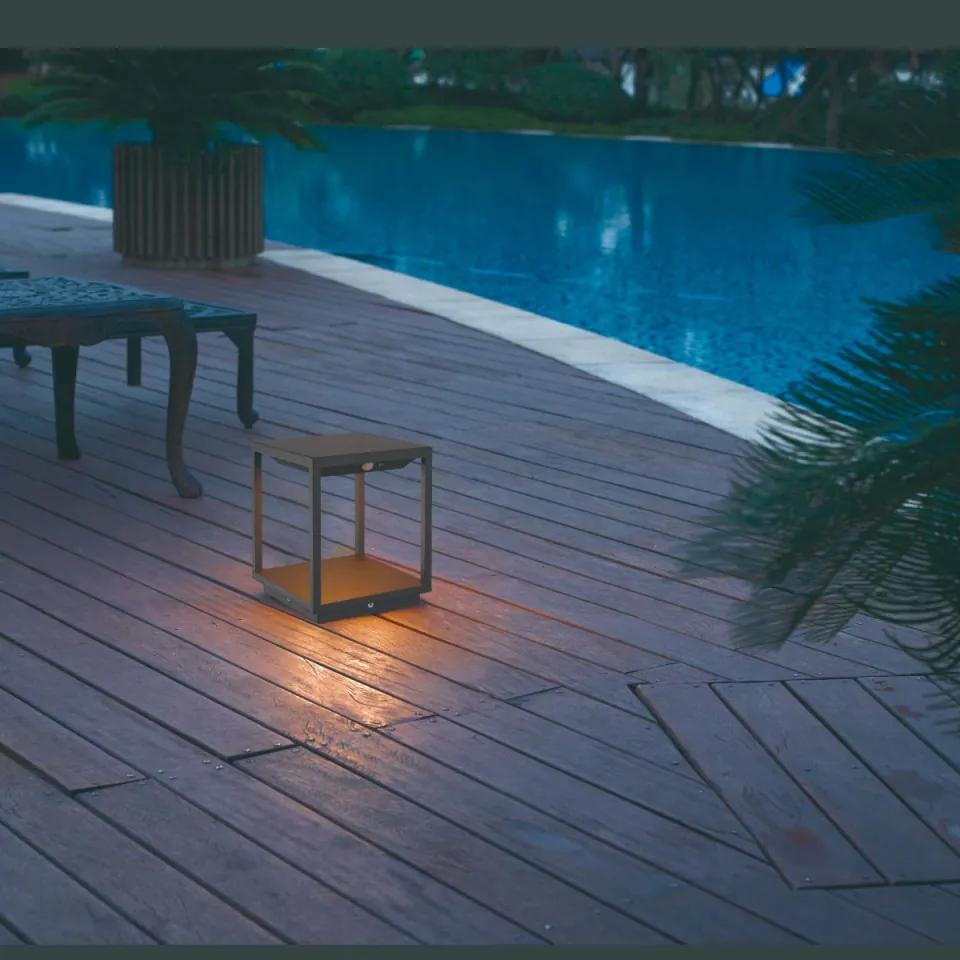 Lampa exterior moderna grafit cub pentru podea Meribel