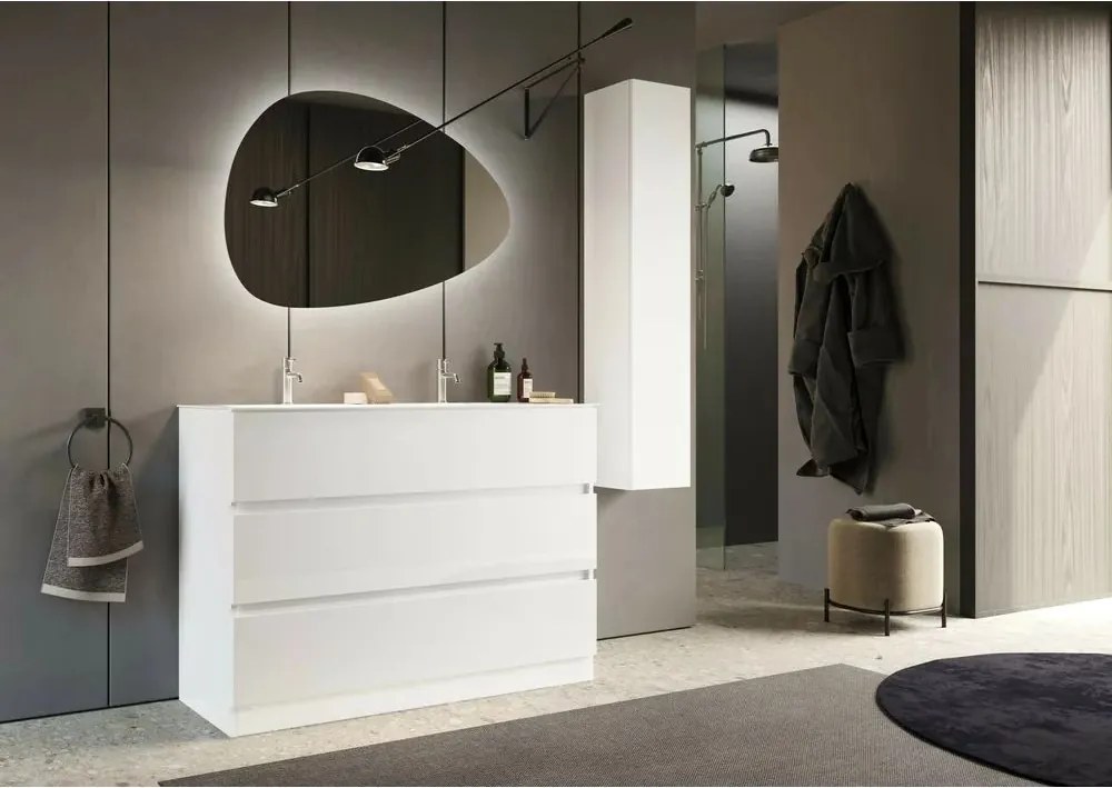 Set dulap baza si lavoar pe pardoseala alb LC Mobili Italia Start 122x86x47 cm