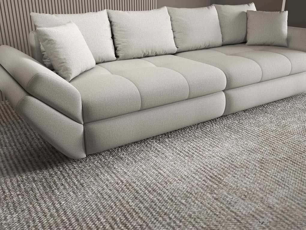 Canapea extensibilă dumonde cu ladă de depozitare si sezut confortabil din spuma high-density, Loana Enjoy Bej 300x100 cm