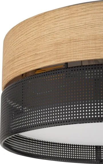 Plafonieră NICOL 4xE27/15W/230V Ø 50 cm furnir/negru