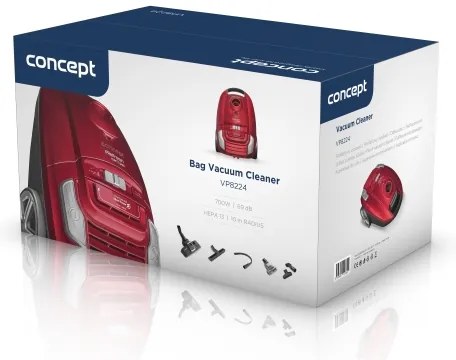 Aspirator cu sac Concept VP8224 REFRESH 3,5 l 700W/230V roșu