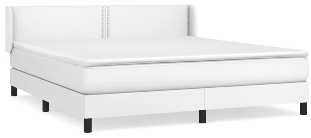 3130728 vidaXL Pat box spring cu saltea, alb, 160x200 cm, piele ecologică