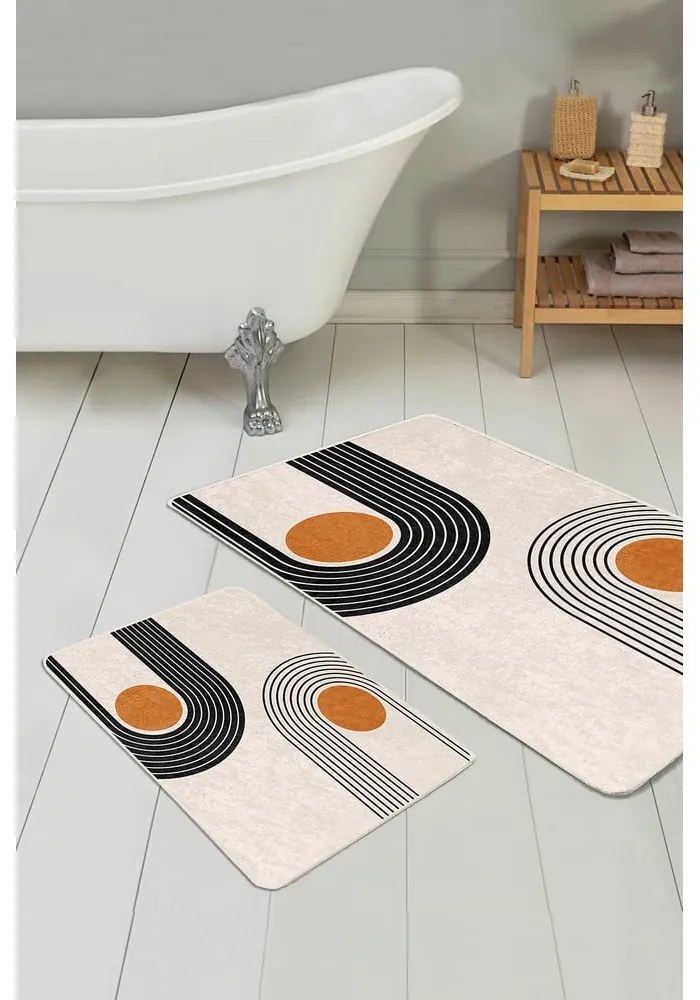 Covorașe de baie bej 2 buc. din catifea 60x100 cm Dot Arch – Mila Home