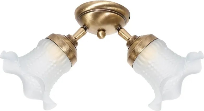 Plafoniera, Lustra tavan din alama 2 Floral Glass Bell