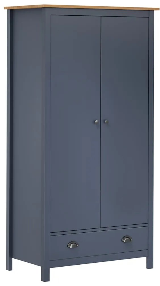 vidaXL Șifonier cu 2 uși Hill, gri, 89x50x170 cm, lemn masiv pin
