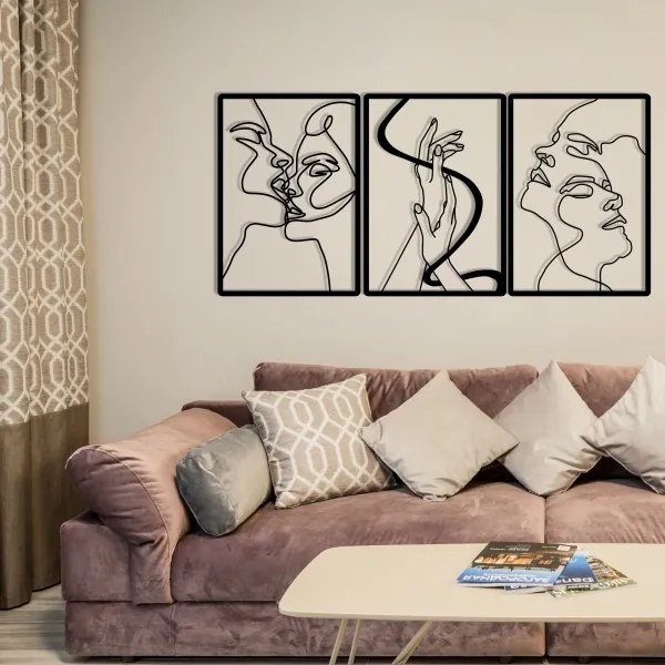 SET 3x decorațiune de perete 109x50 cm metal dragoste