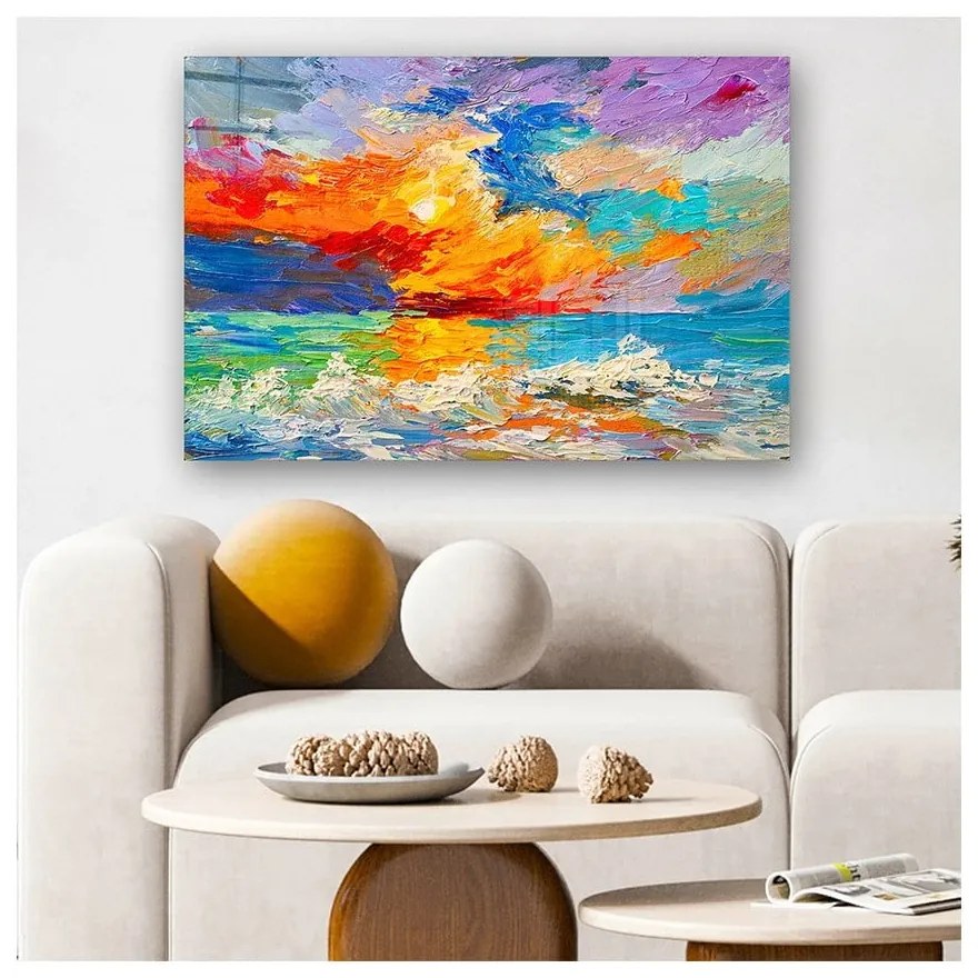 Tablou din sticlă 100x70 cm Abstract Sunset – Wallity