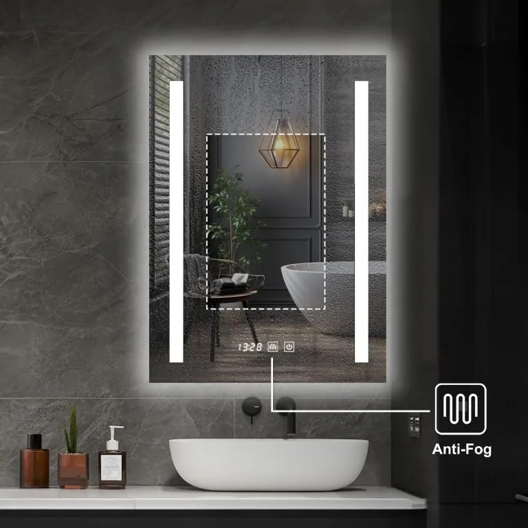 IREDA Oglindă de baie cu iluminare LED, 80 x 60 cm