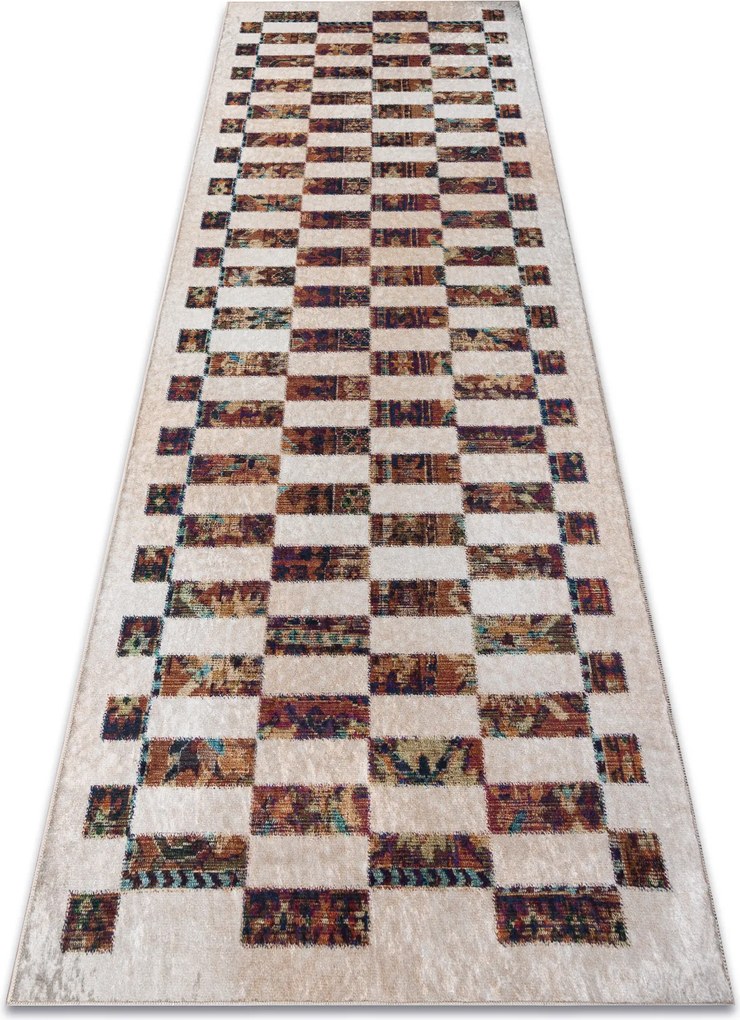 ANDRE 43780 covor lavabil Geometric anti-alunecare - bej / teracotă