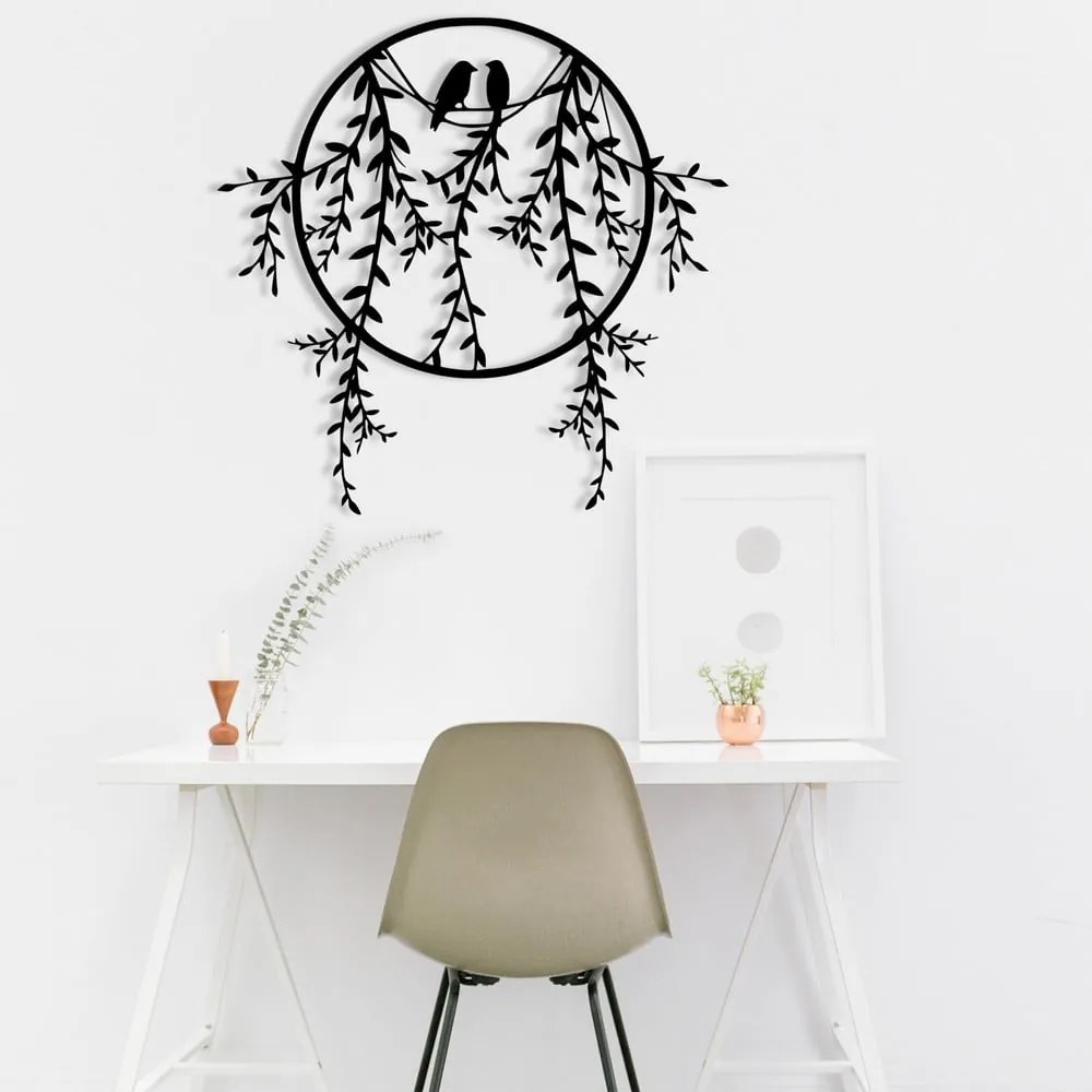 Decorațiune de perete din metal 45x44 cm Lovebirds – Wallity