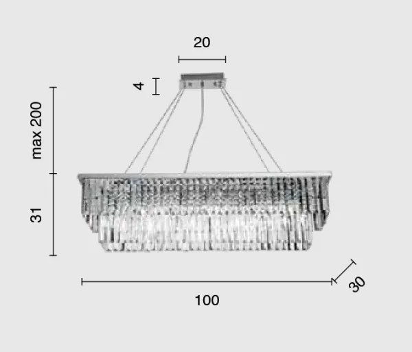 Ondaluce - Candelabru cu cristale pe cablu DAIQUIRI 8xE14/10W/230V crom lucios