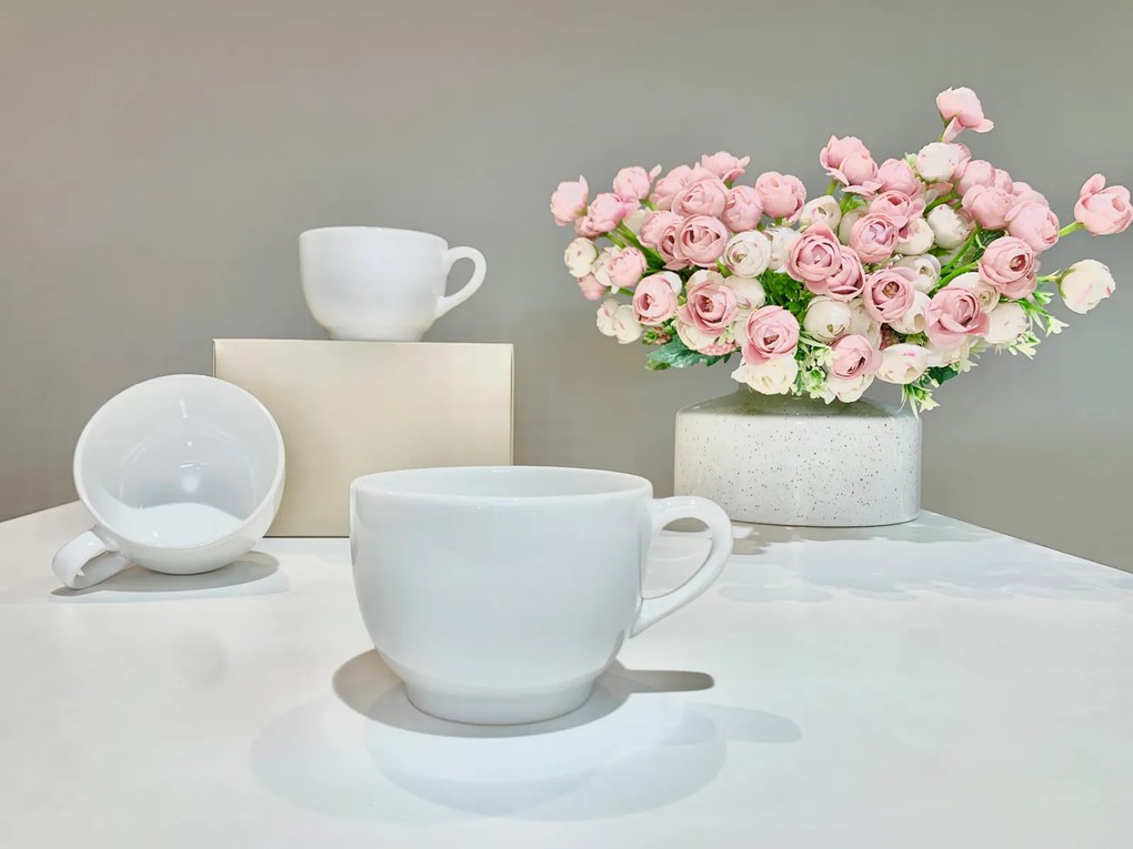 Set 2 Cani Casablanca, glazura alba lucioasa, 350ml