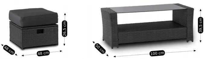 JAKS Mobilier ratan gri închis Florida