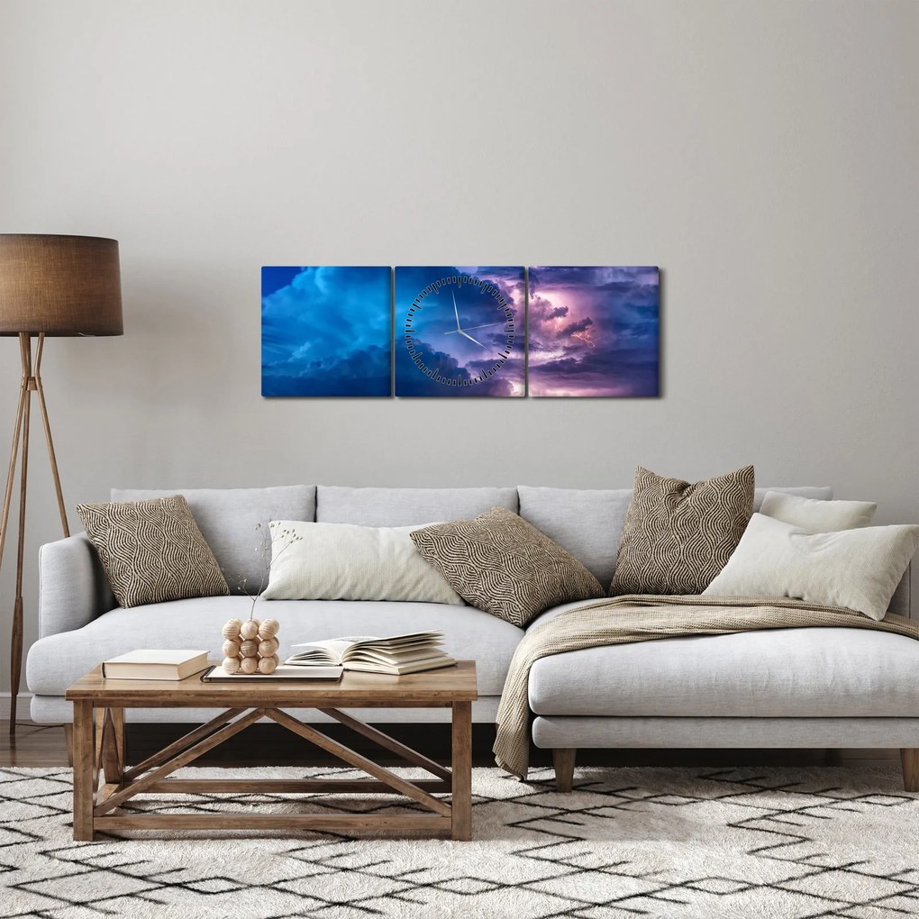 Tablou cu nori (cu ceas) (90x30 cm)