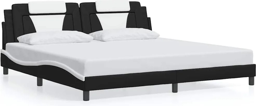 vidaXL Cadru de pat Viana fără saltea negru și alb 200x200cm piele artificială