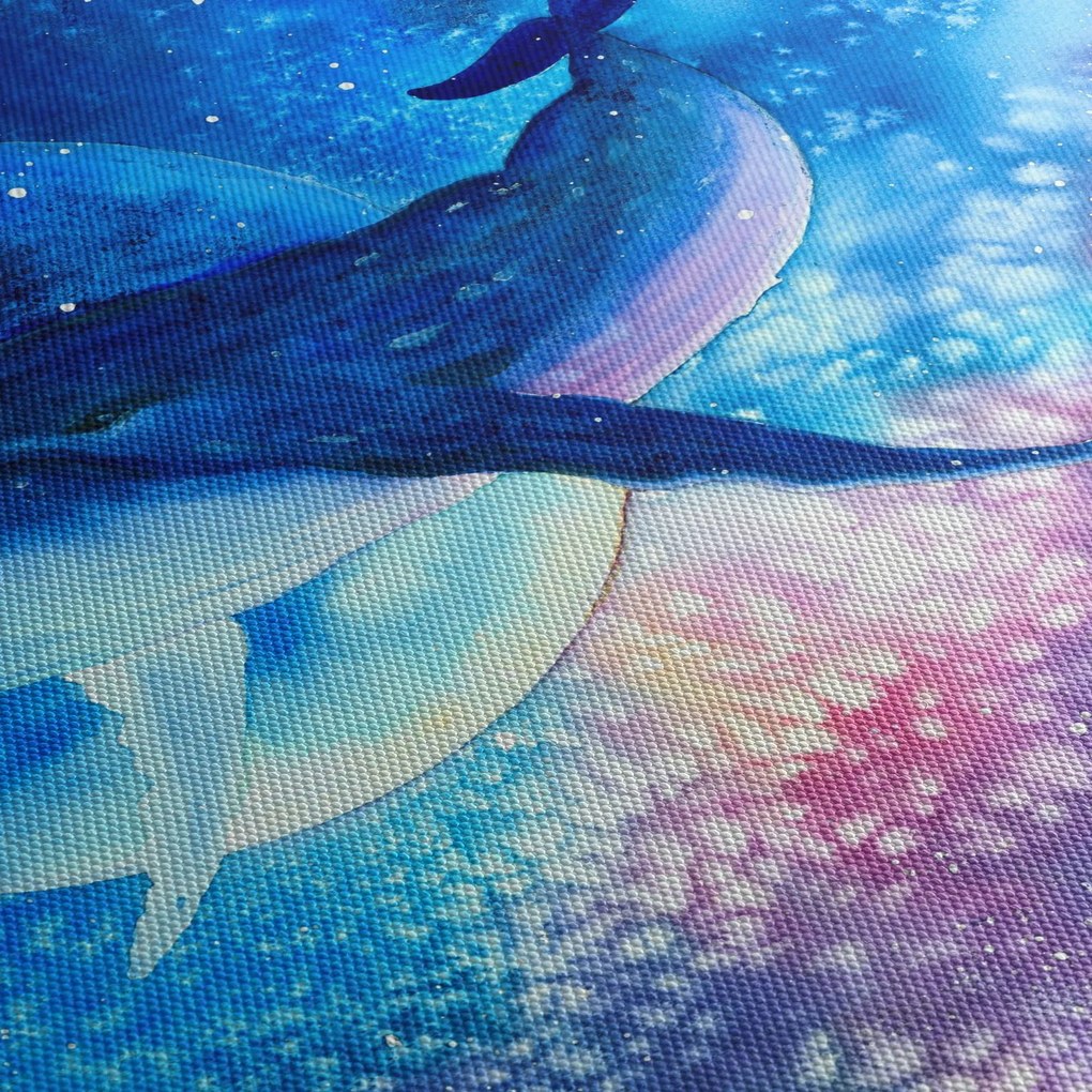 Tablou - Balena spațială (cu ceas) (90x30 cm)