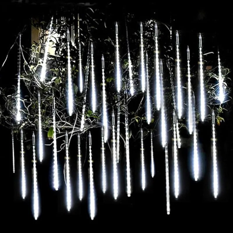 Instalație de Crăciun, țurțuri, 8 tuburi de 80 cm, cu led, 3 metri, exterior, alb rece