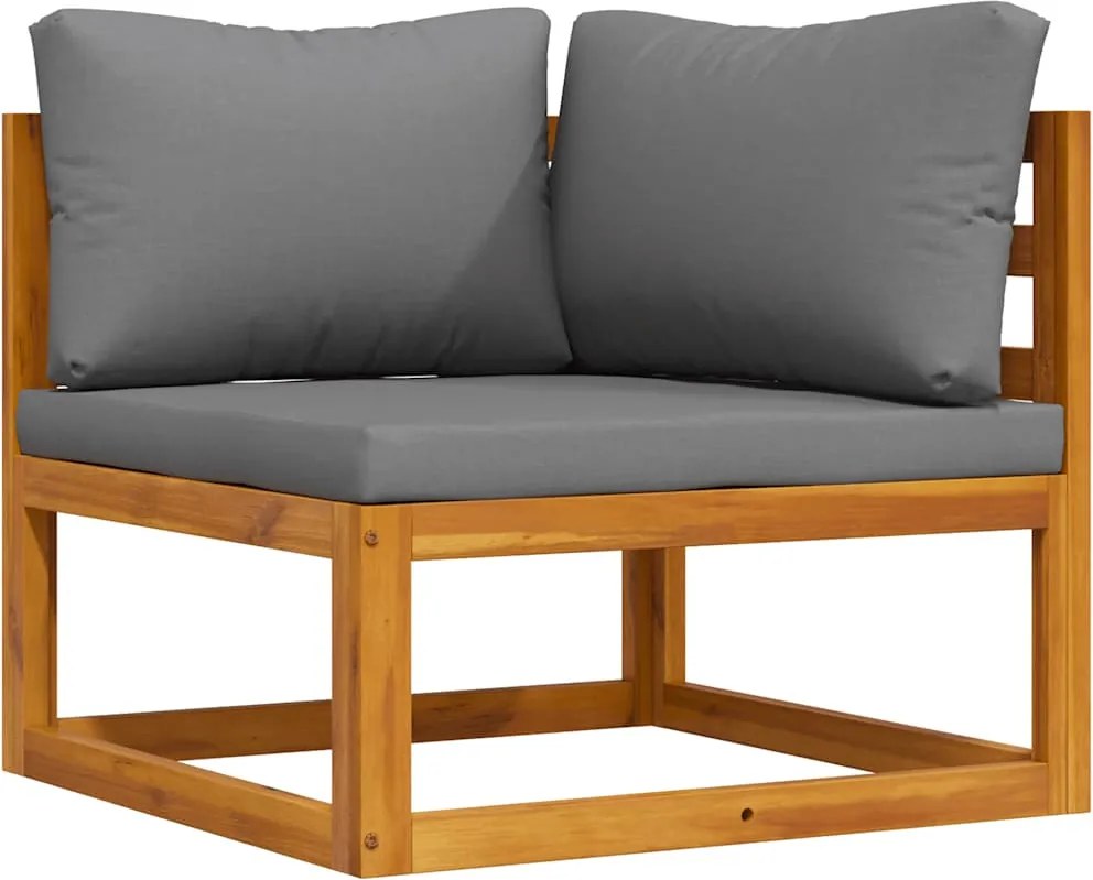 vidaXL Canapea de colț modulară, pernă gri închis, lemn masiv acacia