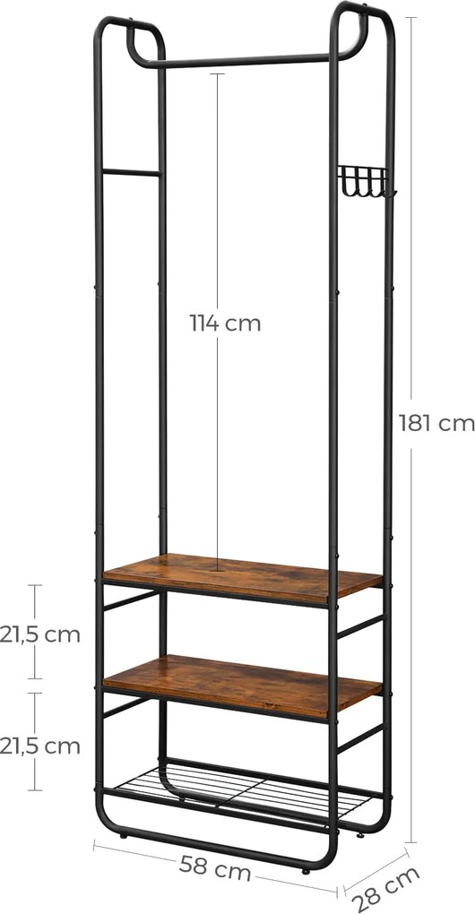 Perete de hol TAYLOR cu dulap de pantofi 181x58 cm, rustic maro