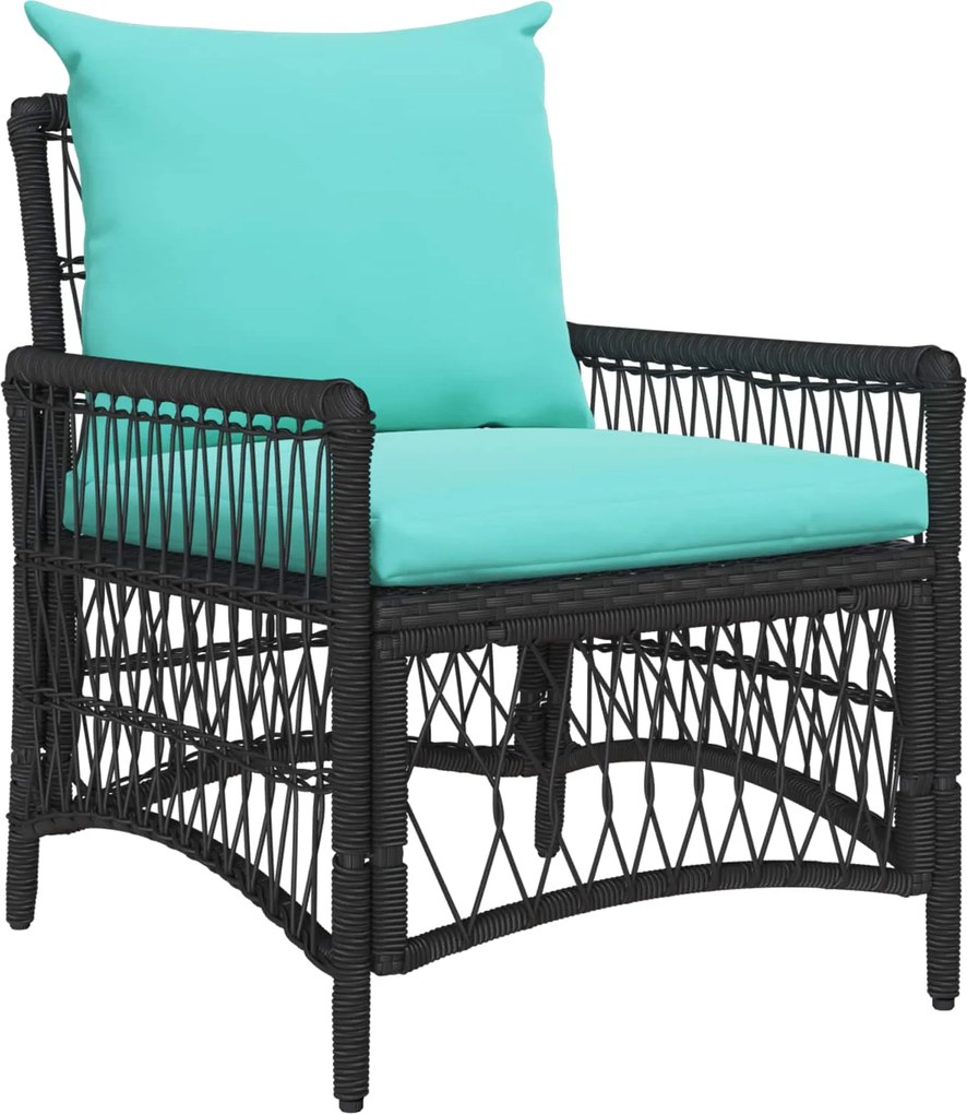 vidaXL Scaun pentru Grădină cu pernă Negru 73 x 61 x 77 cm poliratan