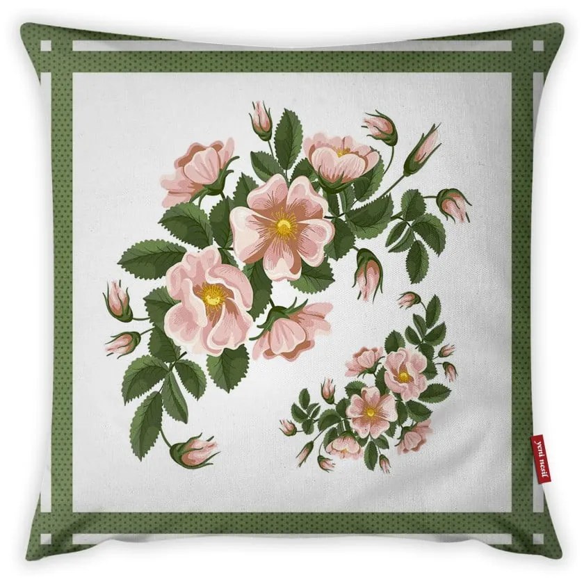Față de pernă cu amestec din bumbac Vitaus Rustic Verde, 43 x 43 cm