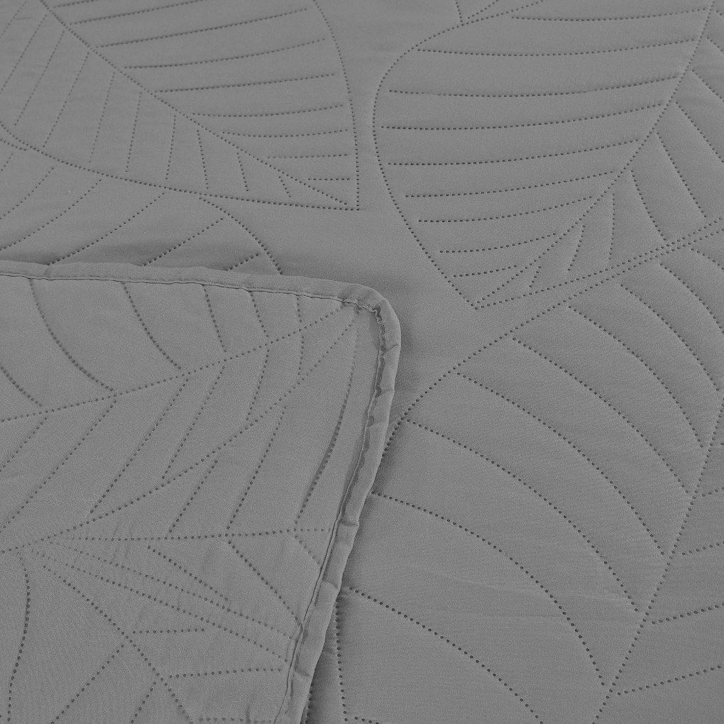 Cuvertura gri pentru pat cu model LEAVES Dimensiune: 170 x 210 cm