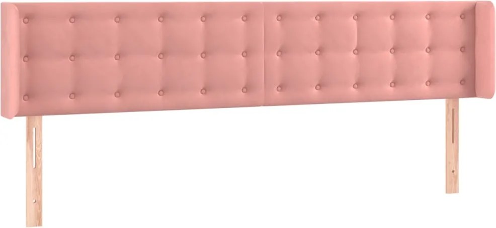 vidaXL Tăblie de pat cu aripioare roz 163x16x78/88 cm catifea