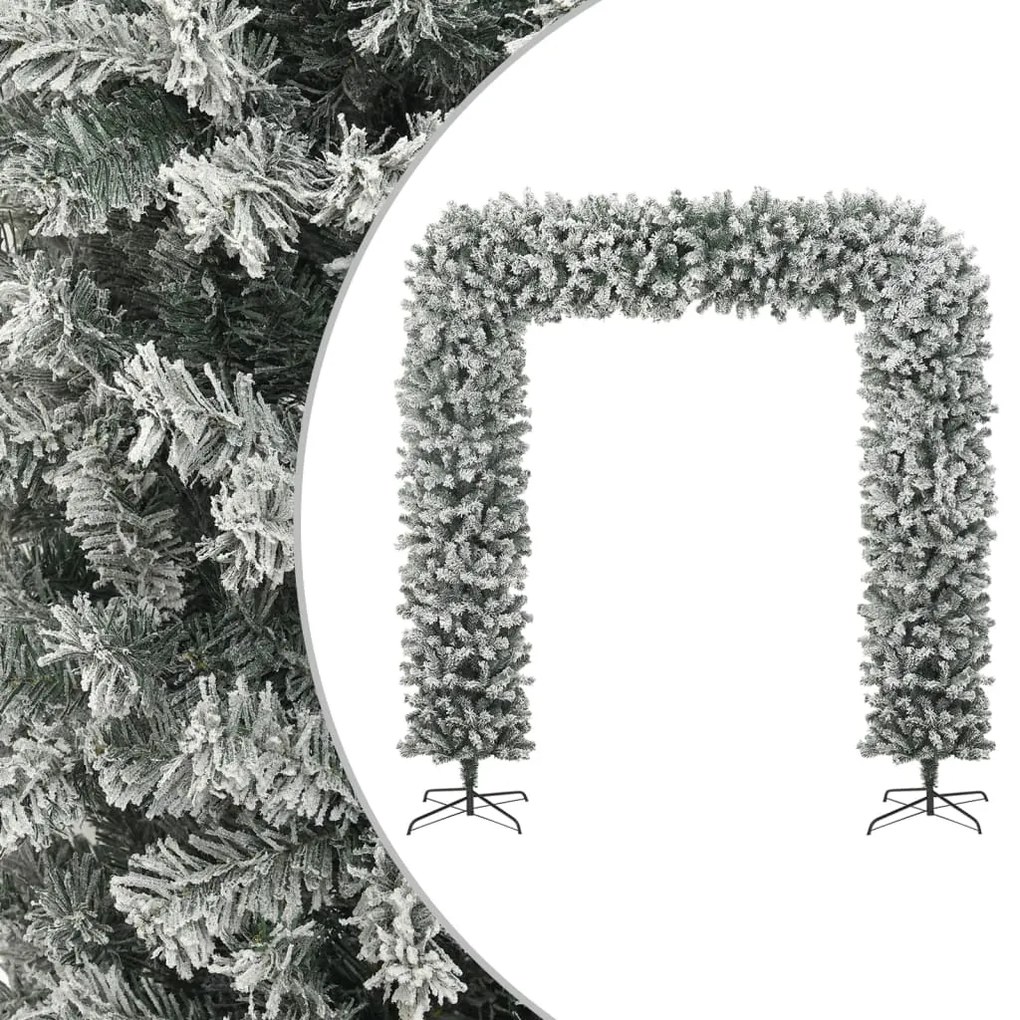 Arcada pom de Craciun cu zapada pufoasa, 240 cm 1, Alb si verde, 240 cm