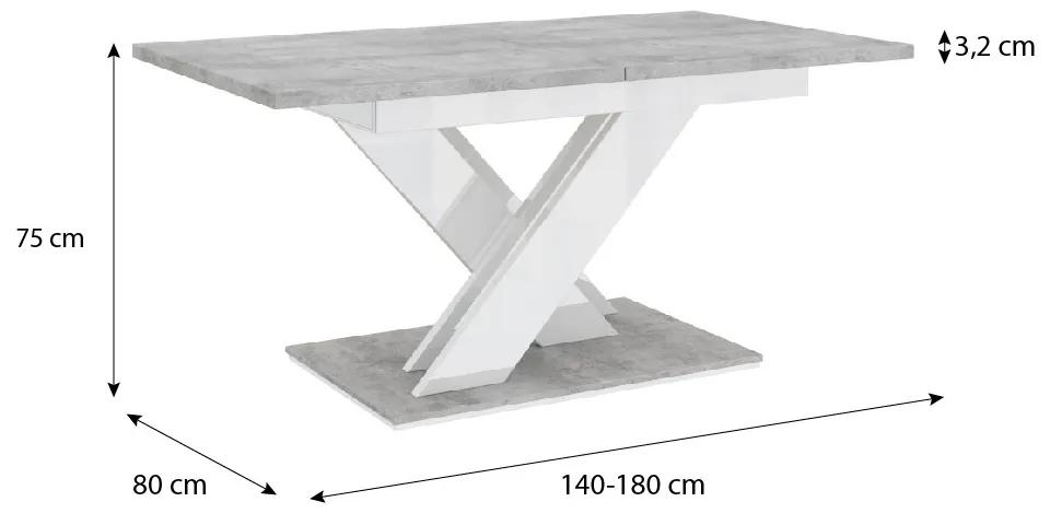 Maasix SWTG High Gloss White - Set de sufragerie din beton pentru 8 persoane cu scaune negru Coleta