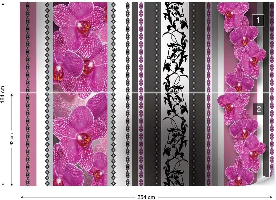 GLIX Fototapet - Luxury Floral Design Pink Orchids Vliesová tapeta  - 254x184 cm