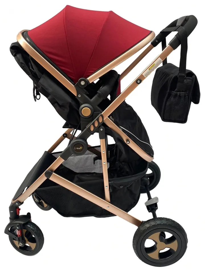 Carucior 2 in 1 reversibil si transformabil, landou sport si geanta cadou - Rosu - CPC-08-rosu
