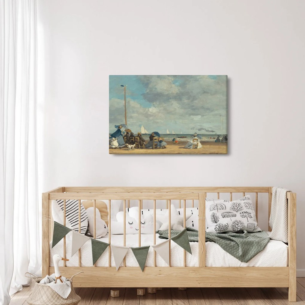 Tablou - Eugène Boudin, Beach  at Trouville, reproducere (90x60 cm)
