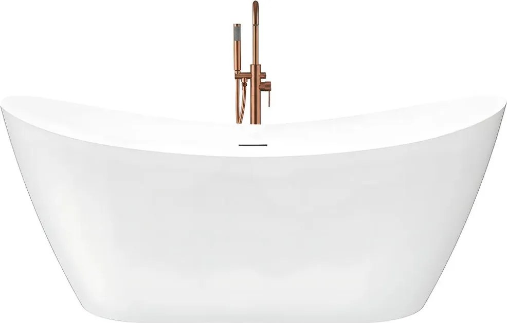 Cada freestanding cu ventil negru Rea Ferrano Slim 160 cm alb