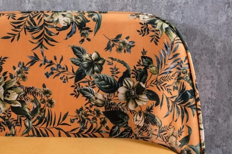 Bancheta moderna tapitata cu model floral Boutique galben