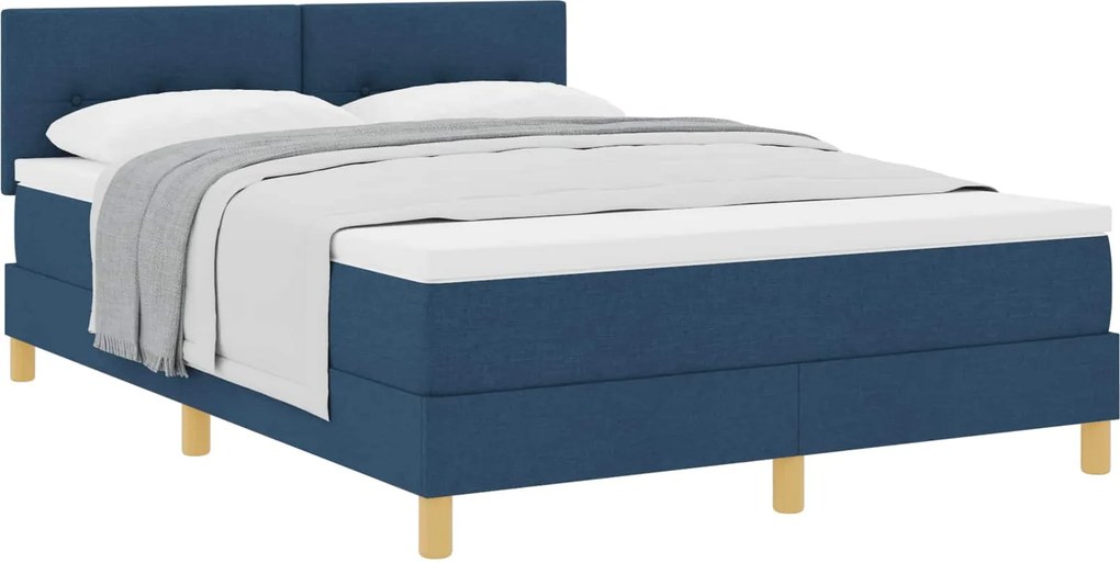 vidaXL Pat cu arcuri cu saltea albastru 140 x 190 cm țesătură