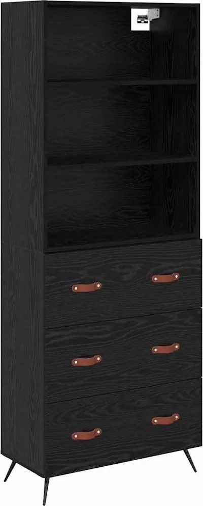 vidaXL Bufet cu sertar Stejar negru 69,5 x 34 x 180 cm Lemn compozit