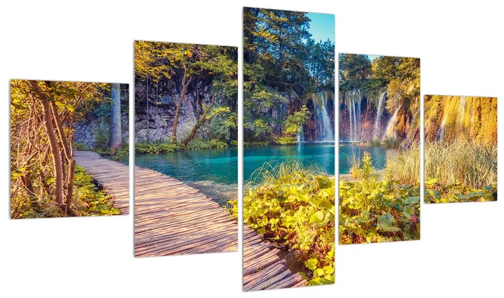 Tablou cu peisaj, potecă și lac (125x70 cm), în 40 de alte dimensiuni noi