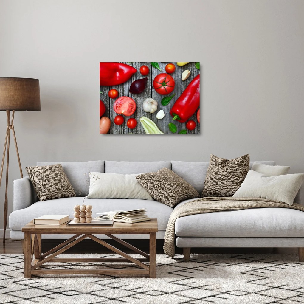 Tablou pe sticlă cu legume (70x50 cm)